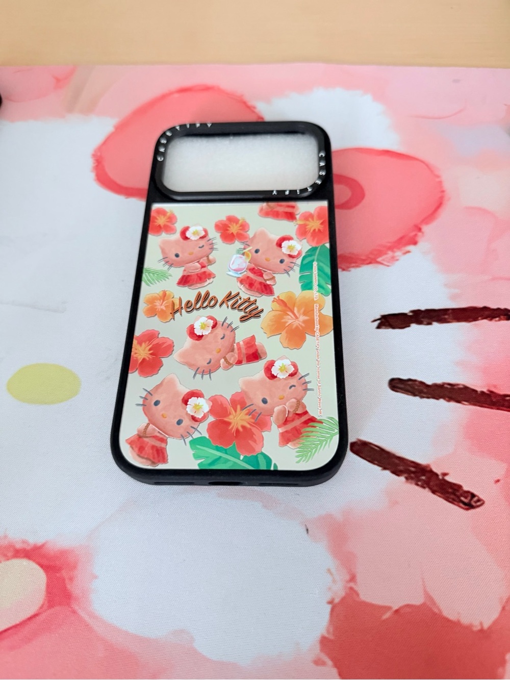 Hello Kitty Pink Floral Protective Phone Case- IPhone 17 Pro Max phone case